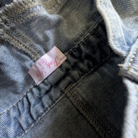 Distressed Flare Overalls Light Wash Denim Juniors M Wide Leg 2000s Y2K - Picture 3 of 10